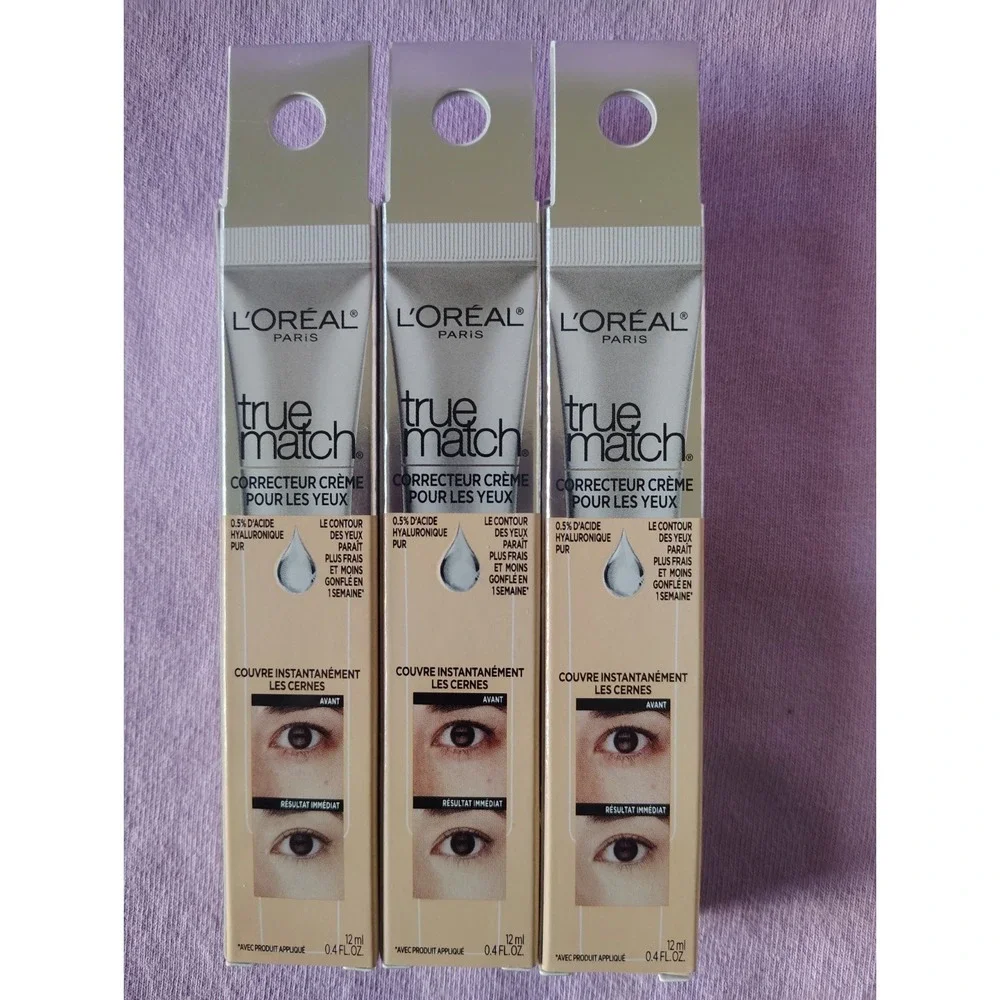 L'oreal True Match Eye Cream In A Concealer  .4 Oz, W3-4 / LIGHT CLAIR 3 Pack